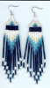 Montana Blue, white and cream long fringe earrings
